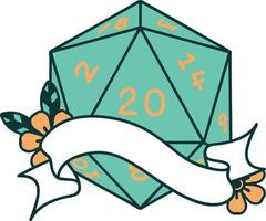 ilustração natural de rolo de dados de vinte d20 vetor