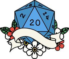 ilustração natural de rolo de dados de vinte d20 vetor