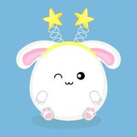 lebre de personagem no estilo kawaii, mascote de ano novo, ilustração vetorial plana vetor