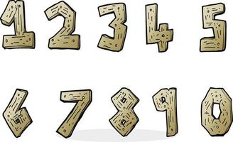 números de madeira dos desenhos animados vetor