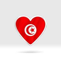coração da bandeira da tunísia. modelo de coração e bandeira de botão prateado. edição fácil e vetor em grupos. ilustração vetorial de bandeira nacional sobre fundo branco.