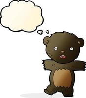 filhote de urso preto chocado dos desenhos animados com balão vetor