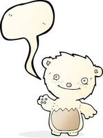 desenho animado acenando o filhote de urso polar com balão vetor