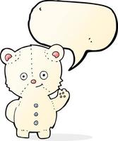 desenho animado acenando o filhote de urso polar com balão vetor