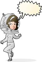 mulher de desenho animado usando capacete espacial com balão vetor