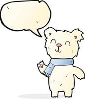 filhote de urso polar bonito dos desenhos animados com balão vetor