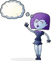 garota vampira bonita dos desenhos animados com balão de pensamento vetor