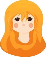 rosto de menina de desenho animado com cabelo amarelo isolado vetor