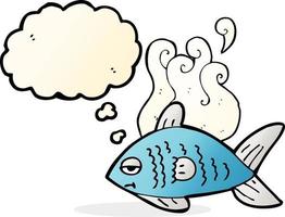 peixe engraçado dos desenhos animados com balão de pensamento vetor