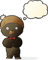 desenho animado ursinho preto com balão de pensamento vetor