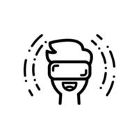 um homem usando óculos de realidade virtual, ícone de contorno, vetor e ilustração.