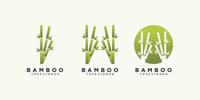 design de logotipo de bambu e folha com vetor premium de conceito criativo