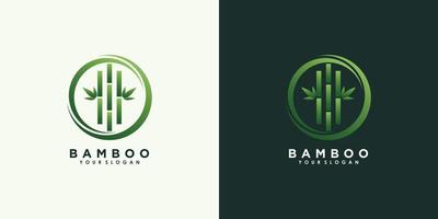 design de logotipo de bambu e folha com vetor premium de conceito criativo