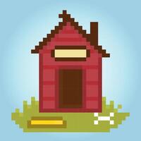 Casa de pixel de 8 bits para cães. barkitecture para ativos de jogos e pontos de cruz em ilustrações vetoriais. vetor