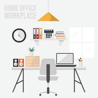 design de vetor plano de escritório em casa local de trabalho