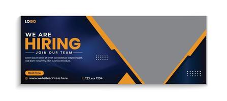 modelo de design de banner de capa de contratação de emprego moderno para empresa, corporativo, negócios vetor