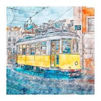 lisboa portugal esboço em aquarela ilustração desenhada à mão vetor