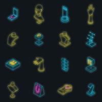 conjunto de ícones de manequim de joias vetor neon