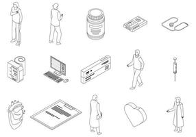 ícones de cardiologista definir contorno vetorial vetor