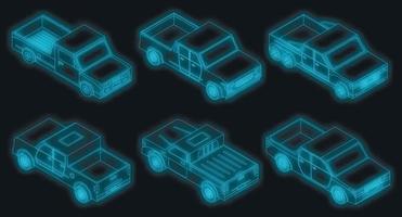 ícones de coleta definir vetor neon