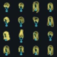 conjunto de ícones de peruca vector neon