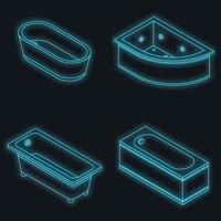 conjunto de ícones de banheira vector neon