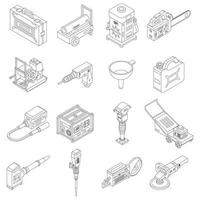 ícones de ferramentas de gasolina definir contorno vetorial vetor