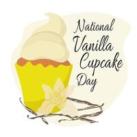 dia nacional do cupcake de baunilha, ideia para decoração de pôster, banner, panfleto, cartão postal ou menu vetor