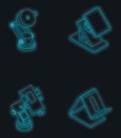 conjunto de ícones de suporte de celular vector neon