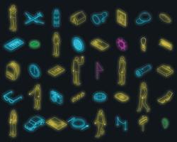 conjunto de ícones de excursão neon vector