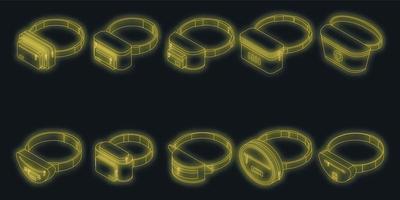 conjunto de ícones de bolsa de cintura vector neon