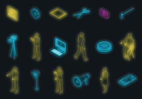 conjunto de ícones do criador de clipes vetor neon
