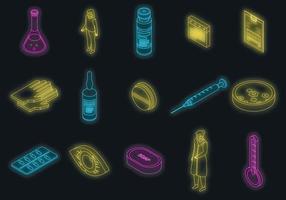 conjunto de ícones de sarampo vetor neon