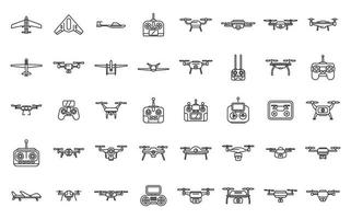 ícones de tecnologia drone definir vetor de contorno. entrega vr