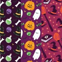 coleção de padrão de halloween desenhada à mão vetor