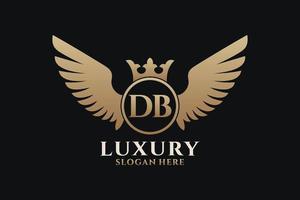 luxo royal wing letter db crest gold color logo vector, logotipo da vitória, logotipo da crista, logotipo da asa, modelo de logotipo vetorial. vetor