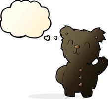 urso preto de desenho animado com balão de pensamento vetor