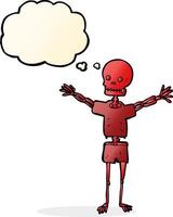 esqueleto de desenho animado em roupas com balão de pensamento vetor