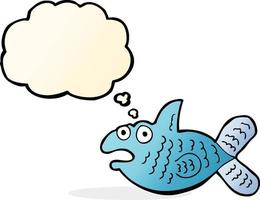 peixe de desenho animado com balão de pensamento vetor