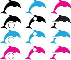 golfinhos nadando em fundo branco. monograma de golfinhos. símbolos da vida marinha. estilo plano. vetor