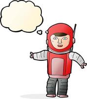 astronauta de desenho animado com balão de pensamento vetor