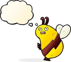 abelha de desenho animado com balão de pensamento vetor