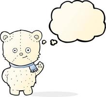 urso polar bonito dos desenhos animados com balão de pensamento vetor