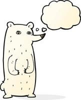 urso polar de desenho animado engraçado com balão de pensamento vetor