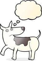 cão engraçado dos desenhos animados com balão de pensamento vetor