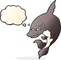 tubarão de desenho animado com balão de pensamento vetor