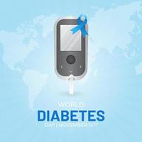 ilustração do medidor de glicose dia mundial do diabetes 14 de novembro vetor