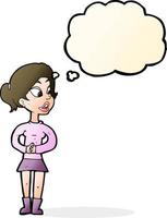 garota dos desenhos animados falando com balão de pensamento vetor