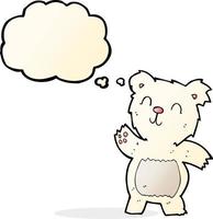 urso polar de desenho animado com balão de pensamento vetor