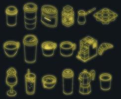 conjunto de ícones de café vector neon